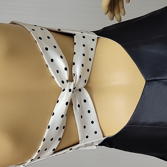 Gunne Sax Y2k Strapless Black and White Polka Dot Dress Sz 7. Polyester - Picture 5 of 9